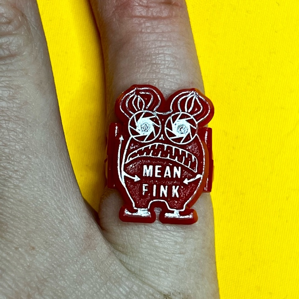 Vintage Red Rat Fink Rings – Lucky Fink & Mean Fink (Pair)